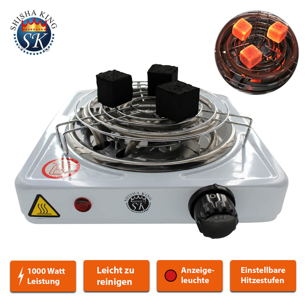 SKS Kohlenanzünder (elektrisch) 1000 Watt White inkl. Kohlegitter