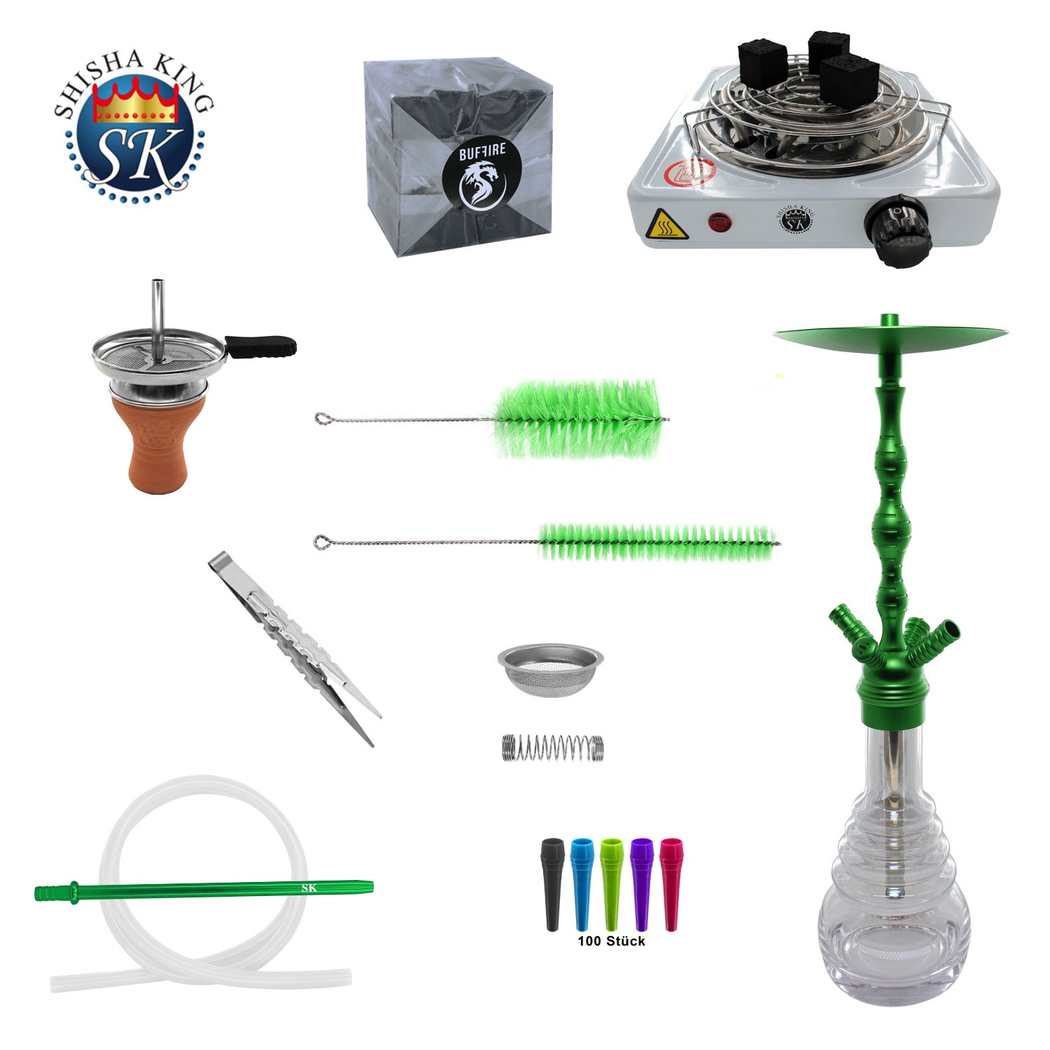 SKS 611 Scarface Shisha Mega Set - Green / Clear