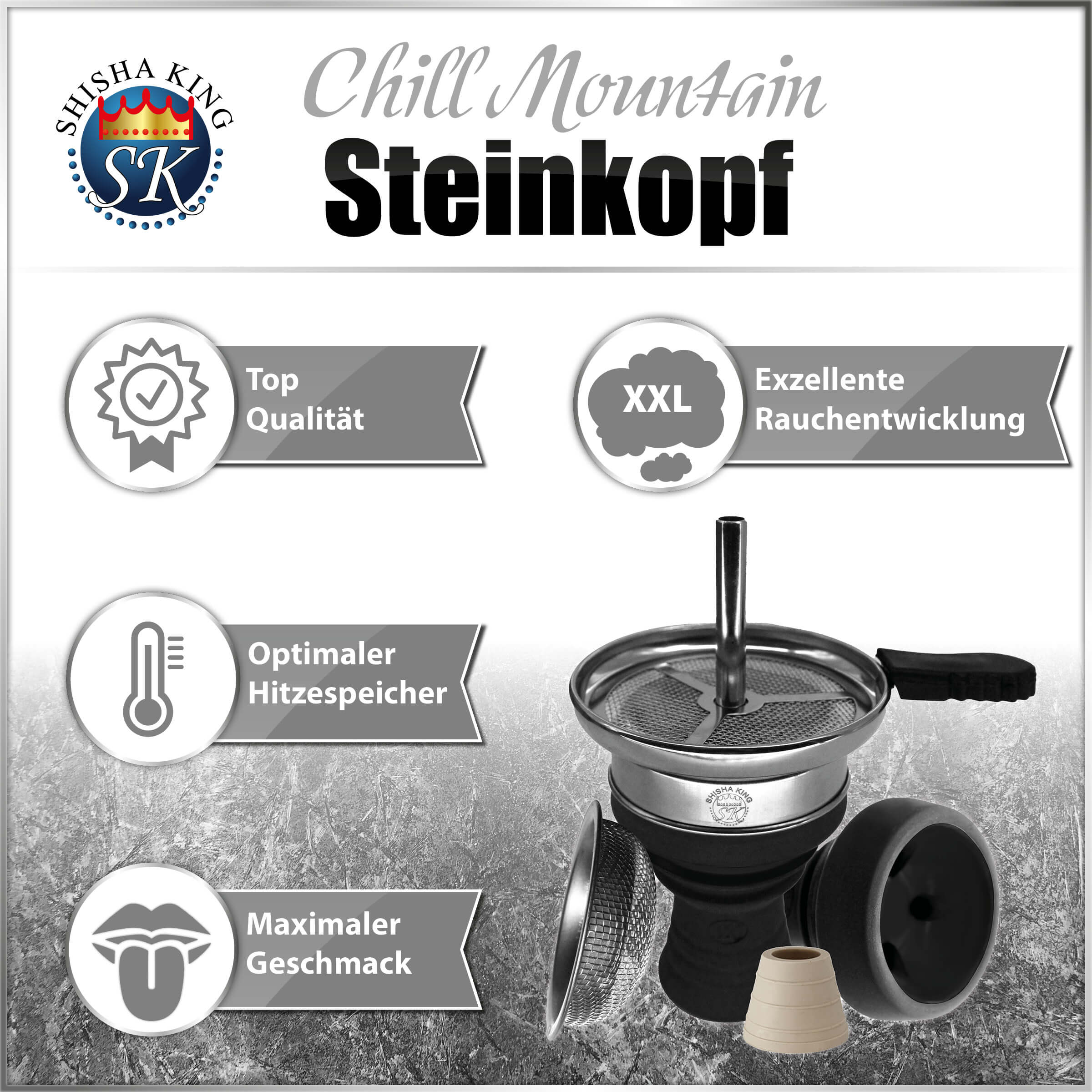 Shisha King Steinkopf Set "Chill Mountain" - Skyblue